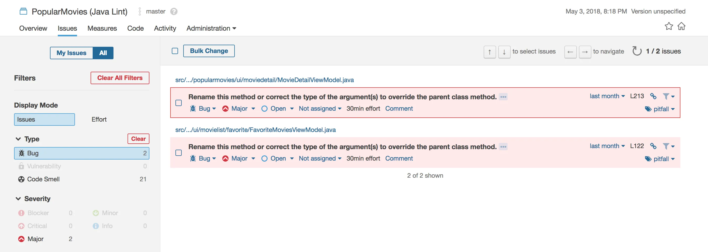 Java Lint Result